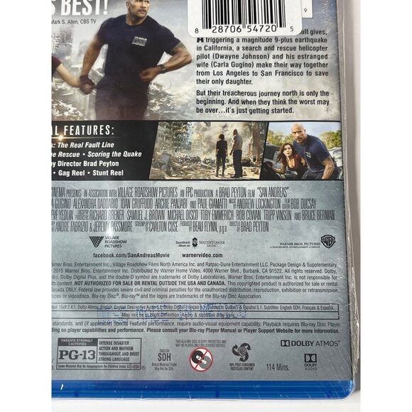 San Andreas Blu-ray + DVD Combo Pack Movie Action Thriller Dwayne Johnson - Picture 3 of 3